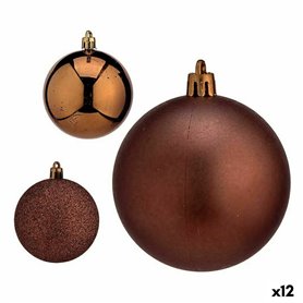 Lot de boules de Noël Marron Plastique 7 x 8 x 7 cm (12 Unités)