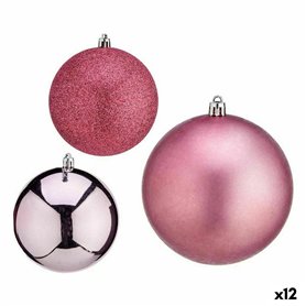 Lot de boules de Noël Rose Plastique 10 x 11 x 10 cm (12 Unités)