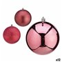 Lot de boules de Noël Rose Plastique 10 x 11 x 10 cm (12 Unités)