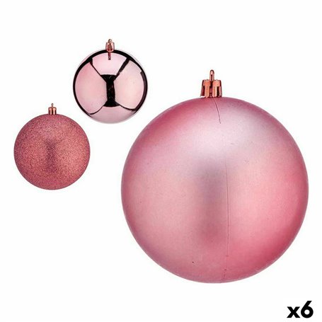 Lot de boules de Noël Rose Plastique 12 x 13 x 12 cm (6 Unités)