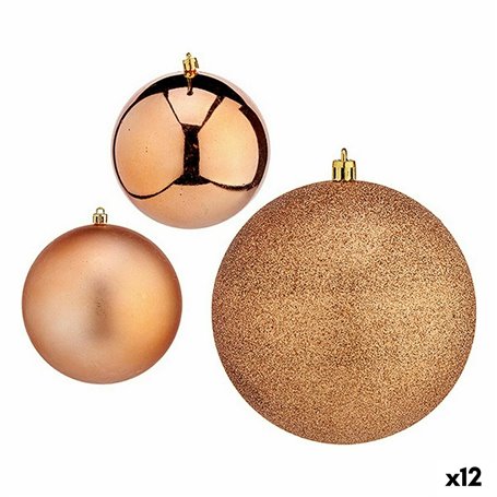 Lot de boules de Noël Cuivre Plastique 10 x 10 x 60 cm (12 Unités)