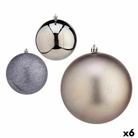 Lot de boules de Noël Argenté Plastique Ø 12 cm (6 Unités)