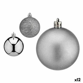 Lot de boules de Noël Argenté Plastique Ø 6 cm (12 Unités)