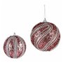 Lot de boules de Noël Avec relief Ø 10 cm Rose Argenté PVC (12 Unités)