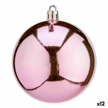 Lot de boules de Noël Rose Plastique 8 x 9 x 8 cm (12 Unités)