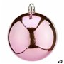 Lot de boules de Noël Rose Plastique 8 x 9 x 8 cm (12 Unités)