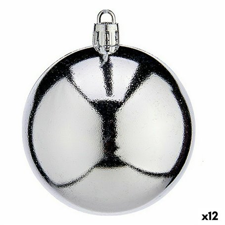 Lot de boules de Noël Argenté Plastique Ø 7 cm (12 Unités)