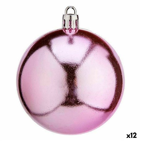 Lot de boules de Noël Rose Plastique Ø 7 cm (12 Unités)