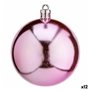 Lot de boules de Noël Rose Plastique Ø 7 cm (12 Unités)