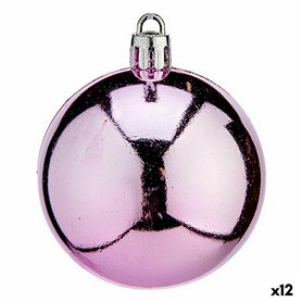 Lot de boules de Noël Rose Plastique 6 x 7 x 6 cm (12 Unités)