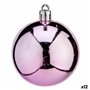 Lot de boules de Noël Rose Plastique 6 x 7 x 6 cm (12 Unités)