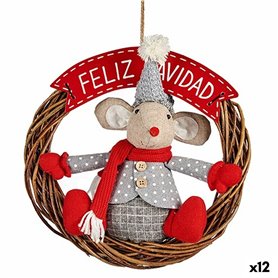 Décorations de Noël Pendentif Souris Rouge Gris 33 x 12 x 33 cm (12 Unités)