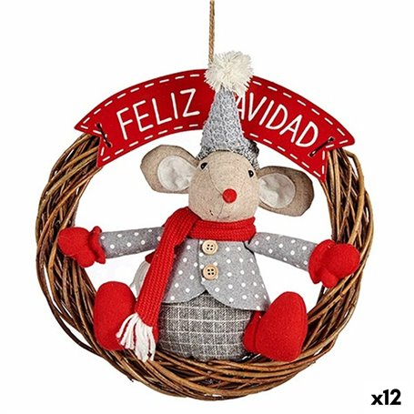 Décorations de Noël Pendentif Souris Rouge Gris 33 x 12 x 33 cm (12 Unités)