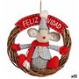 Décorations de Noël Pendentif Souris Rouge Gris 33 x 12 x 33 cm (12 Unités)