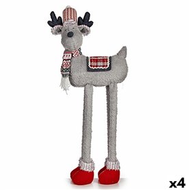 Figurine Décorative renne de noël Rouge Gris 23 x 55 x 49 cm (4 Unités)