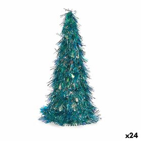 Figurine Décorative Sapin de Noël guirlande Bleu polypropylène PET 24 x 46 x 24 cm (24 Unités)