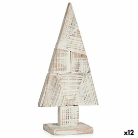 Figurine Décorative Sapin de Noël Blanc Naturel Bois 9 x 41