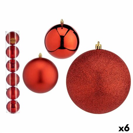 Lot de boules de Noël Rouge Plastique Ø 12 cm (6 Unités)