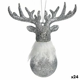 Décorations de Noël Renne Argenté Plastique Paillettes 13