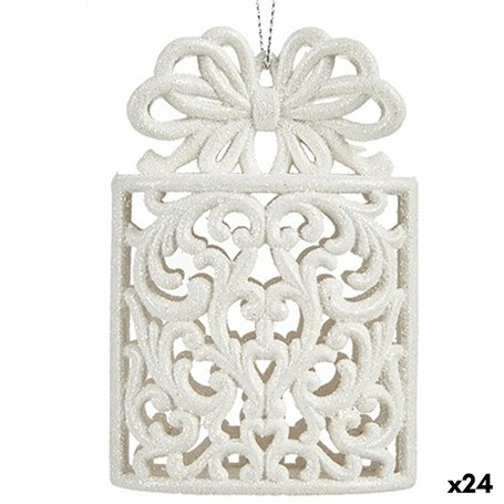 Décorations de Noël Boîte Cadeau Blanc Plastique Paillettes 7