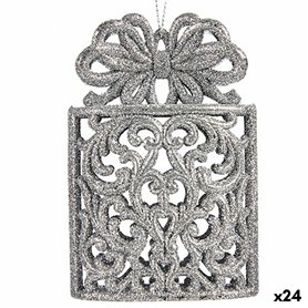 Décorations de Noël Boîte Cadeau Argenté Plastique Paillettes 7