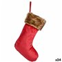 Décorations de Noël Chaussette de Noël Velours Rouge 27 x 3 x 46 cm (24 Unités)