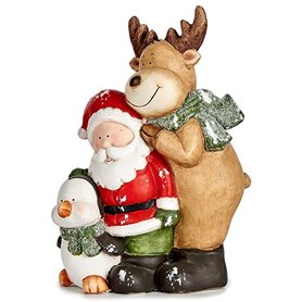 Figurine Décorative Noël Blanc Marron Noir Vert Céramique 14 x 37