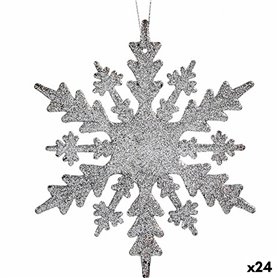 Décorations de Noël Flocons de neige Argenté Plastique Paillettes 15 x 15 x 0