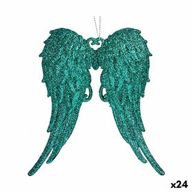 Décorations de Noël Ailes d'ange Vert Plastique Paillettes 13 x 14