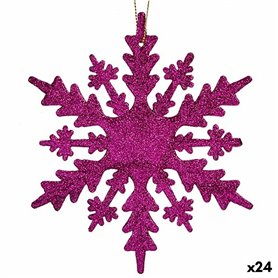 Décorations de Noël Flocons de neige Fuchsia Plastique Paillettes 15 x 15 x 0