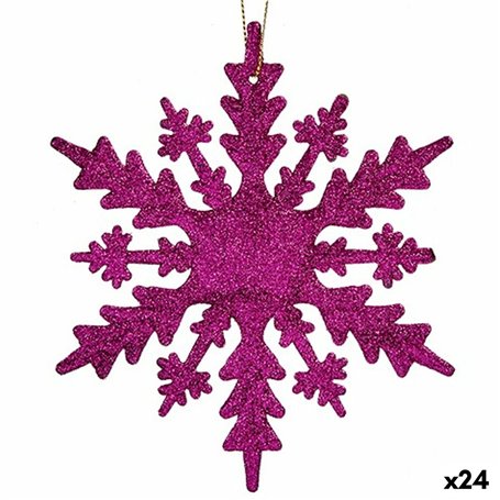 Décorations de Noël Flocons de neige Fuchsia Plastique Paillettes 15 x 15 x 0