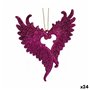 Décorations de Noël Ailes d'ange Fuchsia Plastique Paillettes 12 x 13 x 2