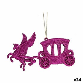 Décorations de Noël Calèche Magique Fuchsia Plastique Paillettes 15 x 8