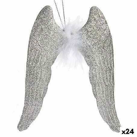 Décorations de Noël Ailes d'ange Argenté Plastique Paillettes 12