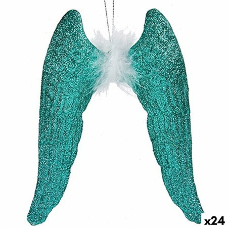 Décorations de Noël Ailes d'ange Vert Plastique Paillettes 12