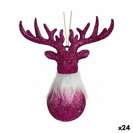 Décorations de Noël Renne Fuchsia Plastique Paillettes 13