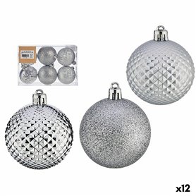 Lot de boules de Noël Ø 6 cm Argenté PVC (12 Unités)