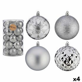 Lot de boules de Noël Argenté PVC Ø 8 cm (4 Unités)