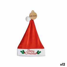 Bonnet de Père Noël Merry Christmas Gui Rouge (12 Unités)