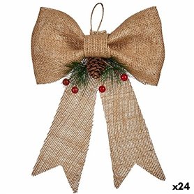 Décorations de Noël Lien Marron Rouge Vert Fibre naturelle 19 x 3 x 26 cm (24 Unités)