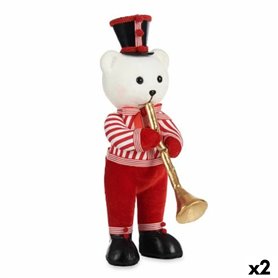 Figurine Décorative Ours Trompette Blanc Noir Rouge polystyrène 15 x 46 x 25 cm (2 Unités)