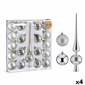 Ensemble Décorations de Noël Argenté PVC (4 Unités)