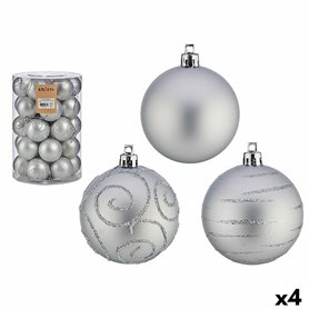 Lot de boules de Noël Argenté PVC Ø 6 cm (4 Unités)