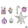 Ensemble Décorations de Noël Violet Argenté PVC (12 Unités)