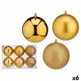 Lot de boules de Noël Doré PVC Ø 12 cm (6 Unités)