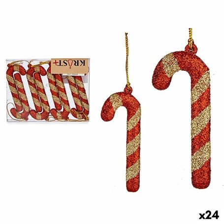 Ensemble Décorations de Noël Bâton 8 Pièces Rouge Doré Plastique 6