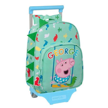 Cartable à roulettes Peppa Pig George Menthe 26 x 34 x 11 cm