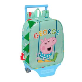 Cartable à roulettes Peppa Pig Vert 22 x 27 x 10 cm