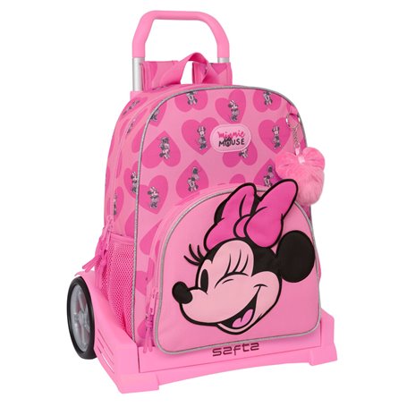 Cartable à roulettes Minnie Mouse Loving Rose 33 x 42 x 14 cm