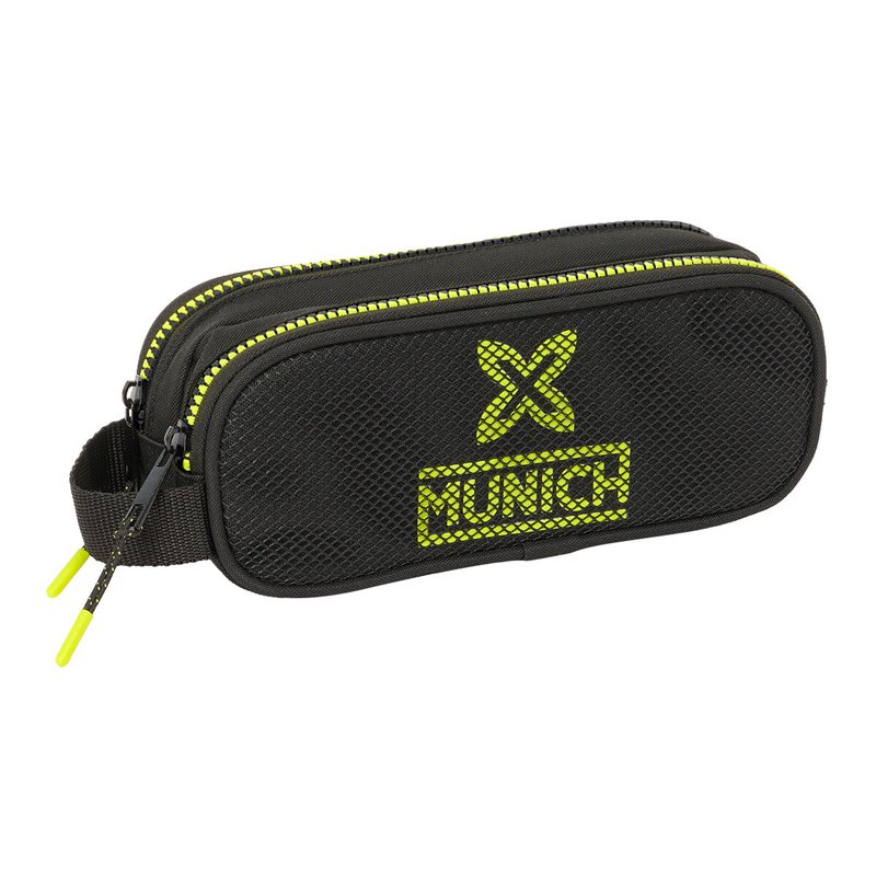 Trousse Fourre-Tout Double Munich Beat Noir 21 x 8 x 6 cm